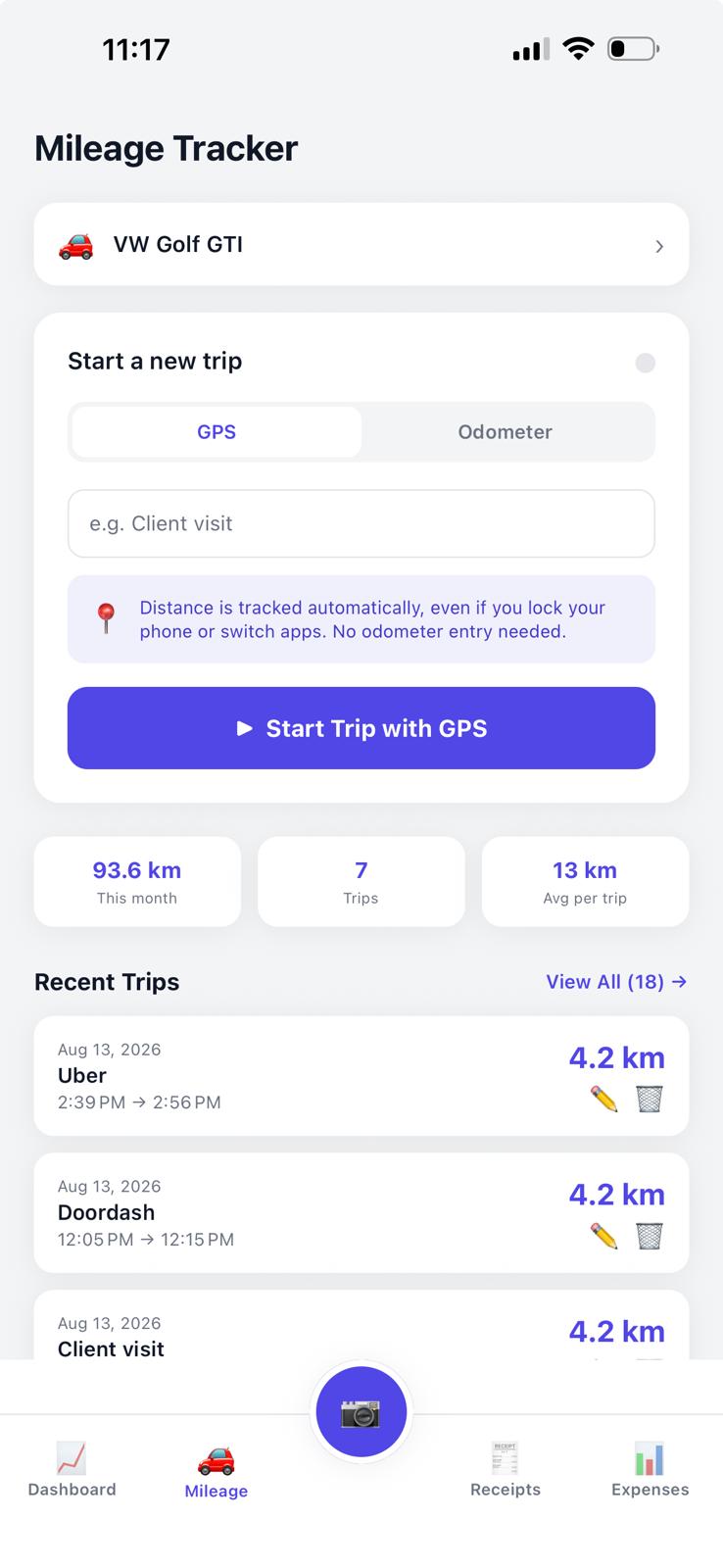 Mileage tracker